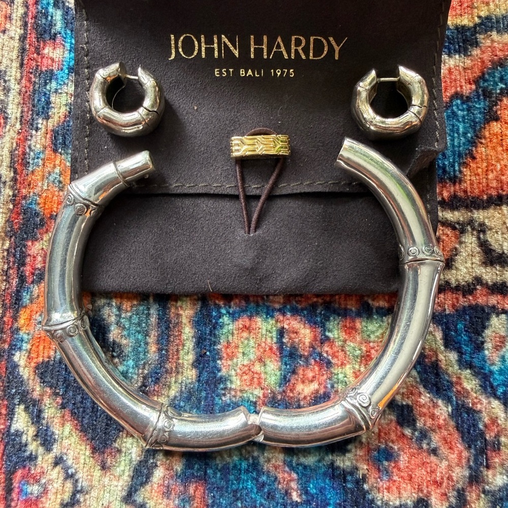 John Hardy 925 Silver Bamboo Bracelet and Earring Set - Picture 9 of 13